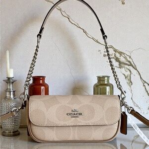 Coach Beige Signature Small Shoulder Bag